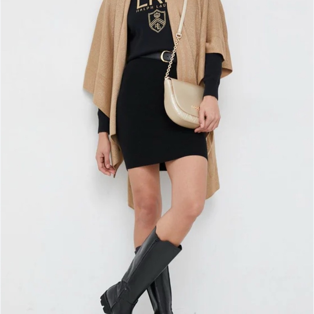 Lauren Ralph Lauren Black Label Gold‎ Metallic Kimono Wrap Reversible OS Sweater - Picture 12 of 12